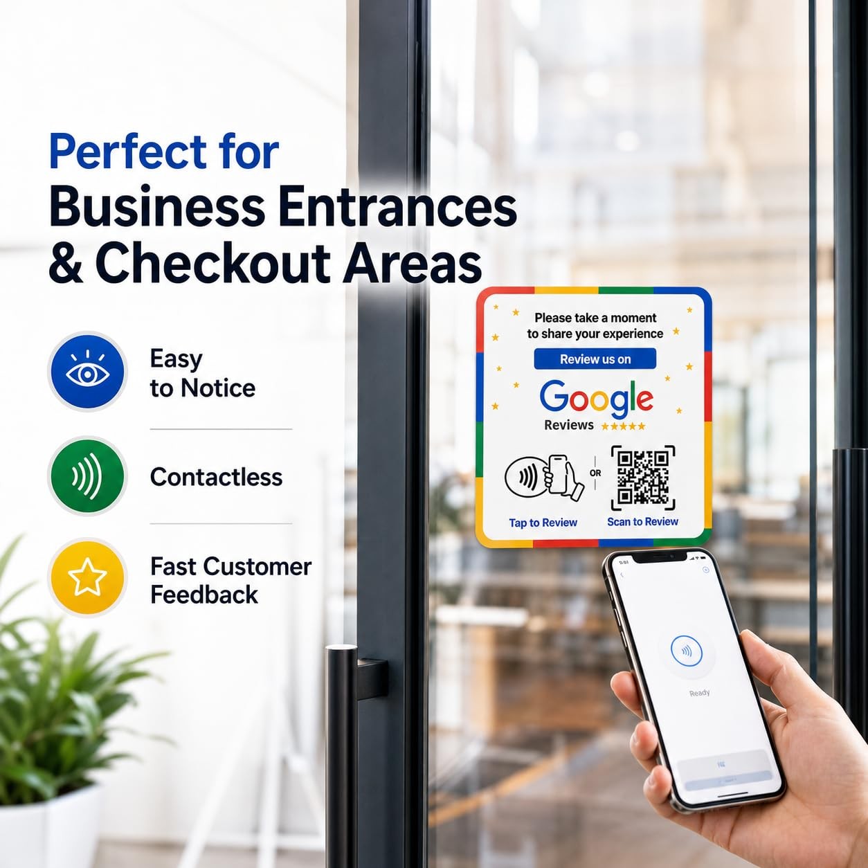 NFC Google Review Sticker – Boost Customer Feedback with Tap & Scan QR – No A…