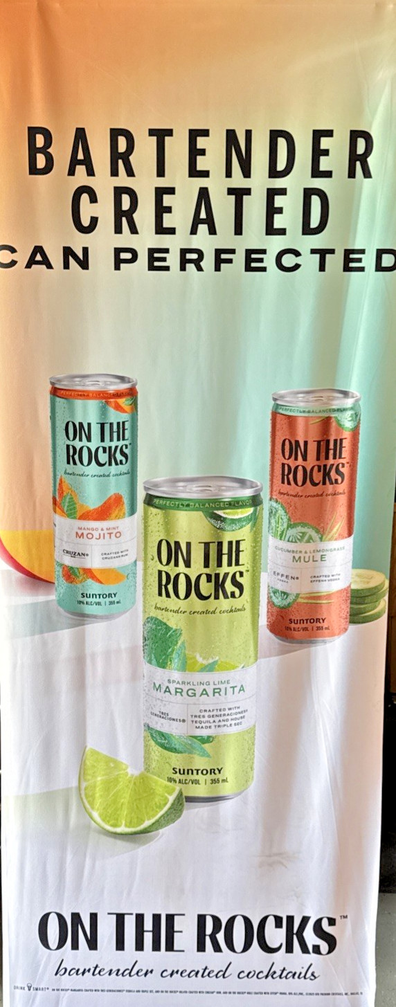 On The Rocks Suntory Retractable Trade Show Banner Display Stand 7FT New