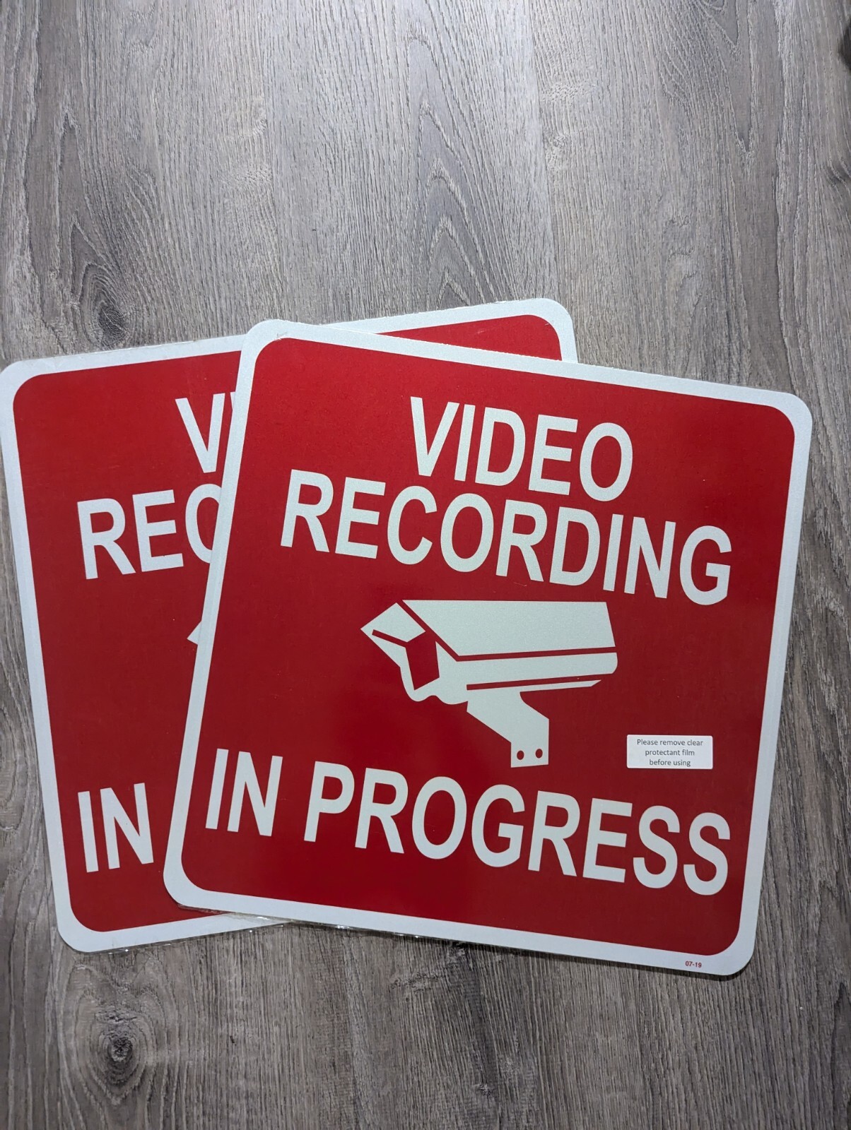 Video Recording In Progress (4) 12×18 & (2) 18×18 Aluminum Reflecting Signs