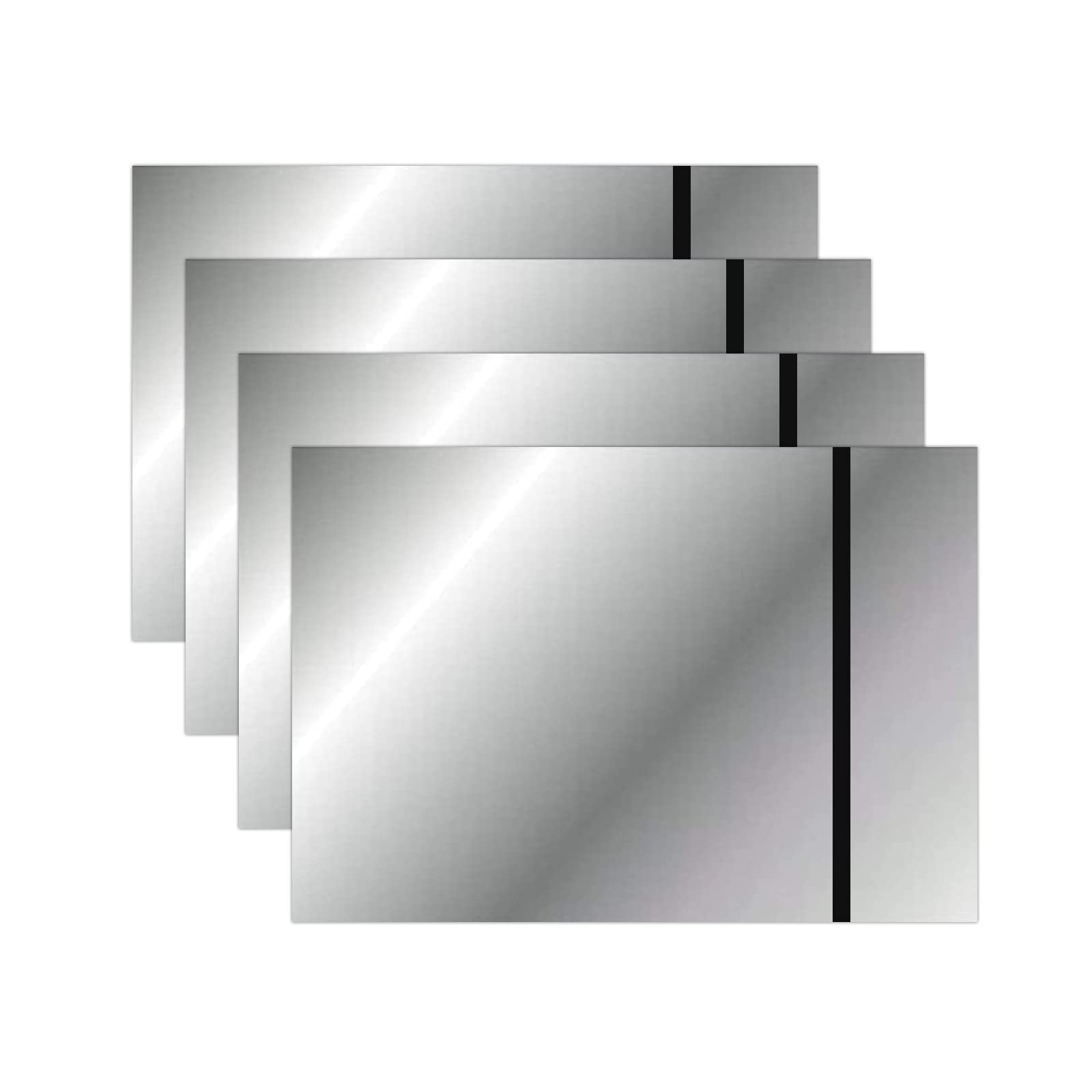 4 PCS Mirror Silver Black Laser Engraving Double Color ABS Sheet 12×8 Inch