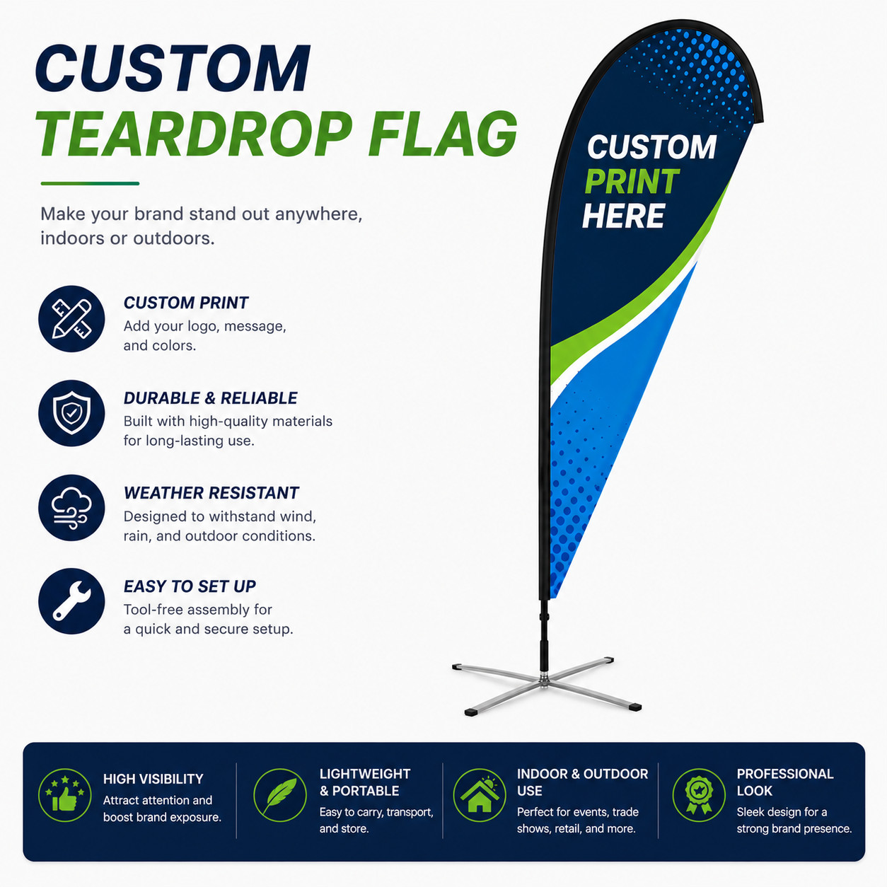 Custom Teardrop Flag Banner Printing | Full Color Single & Double Sided