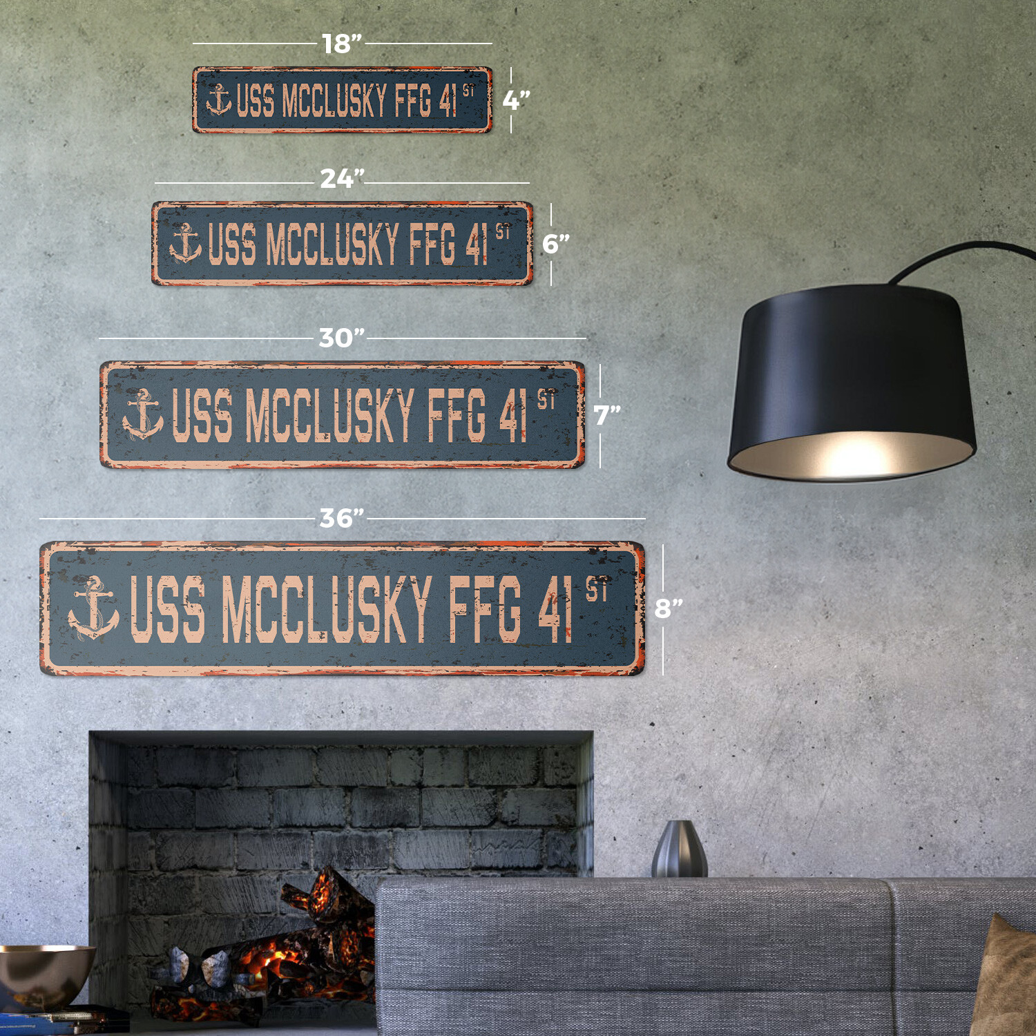 USS MCCLUSKY FFG 41 Vintage Street Sign us navy ship veteran sailor rustic gift