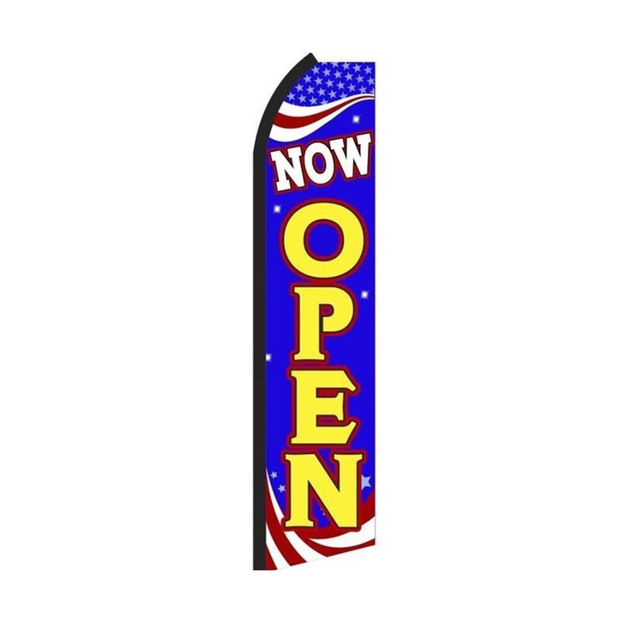Now Open Swooper Flutter Feather Flag | 3ft W x 11.5ft Tall