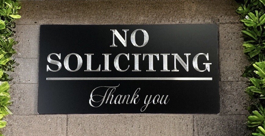 Engraved No Soliciting Company Business Metal House Outdoor Sign 12×6 Plaque