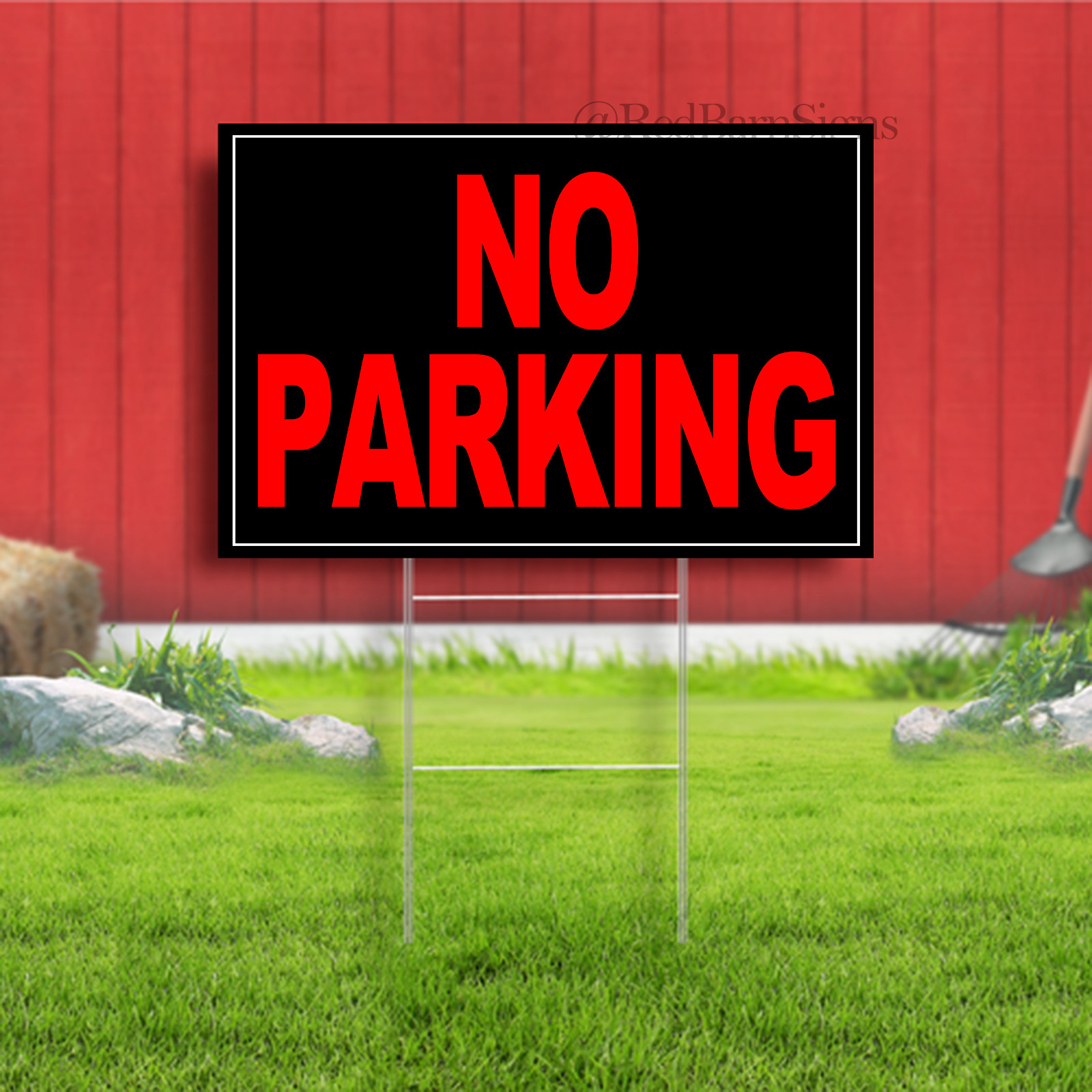 HILLMAN 839902 NO PARKING SIGN BLACK & RED PLASTIC 8X12 INCHES