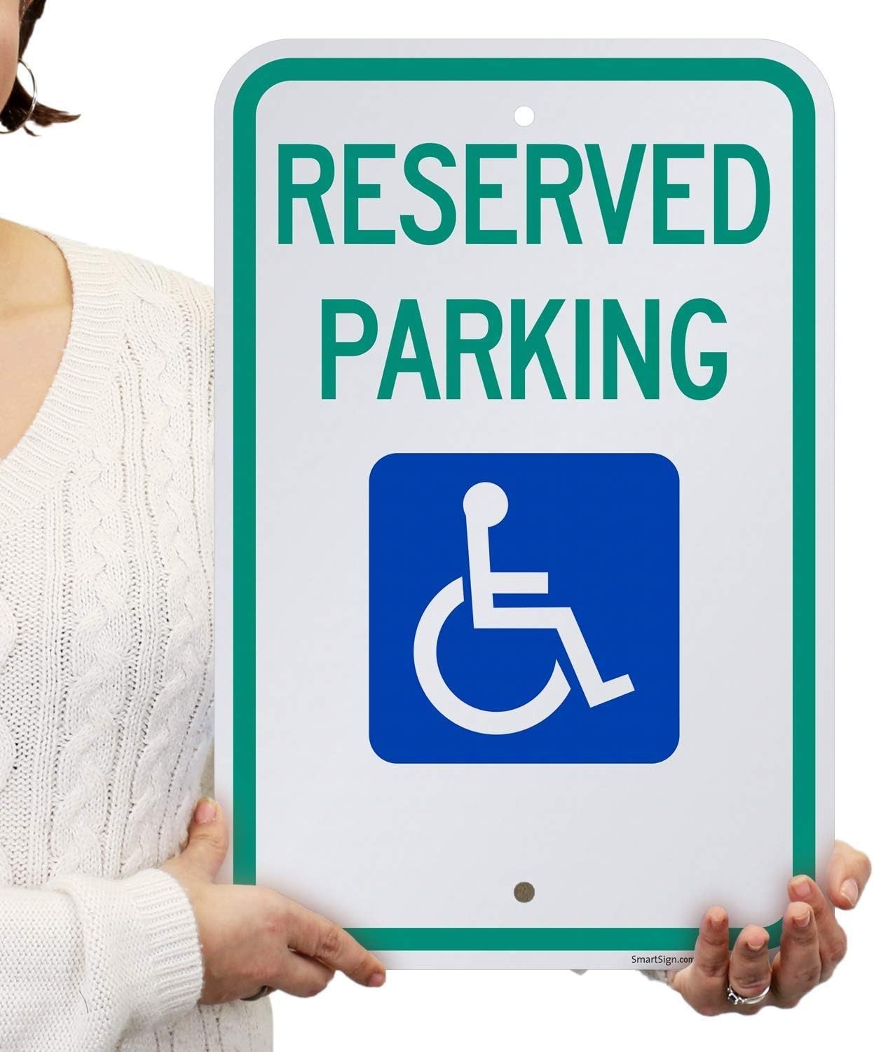 Reserved Handicap Parking Sign Aluminum Reflective 12×18 Outdoor Safety