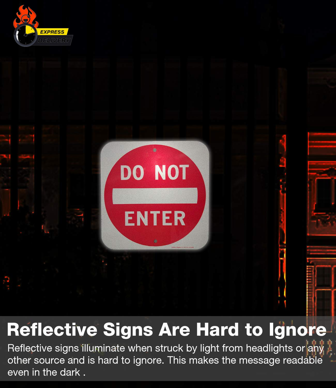 Do Not Enter Sign,12X12 Inch Square .040 Aluminum,Reflective Rust Free Metal Sig