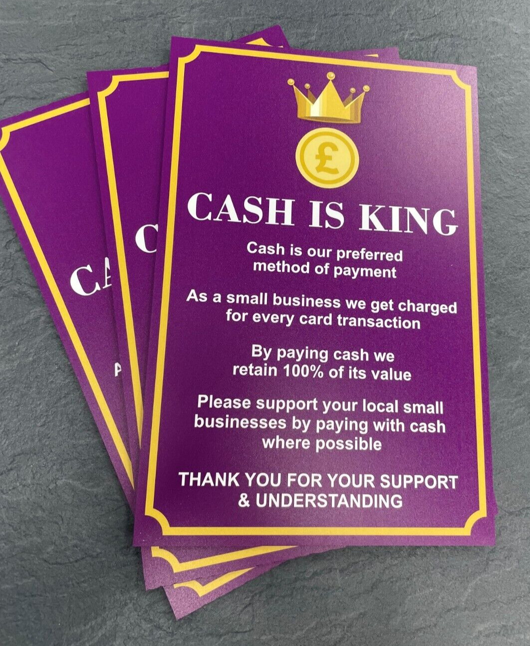 CASH PAYMENT SIGN FOR SHOP CAFE SALON BUSINESS – CASH IS KING NOTICE A4 A5 SIZE