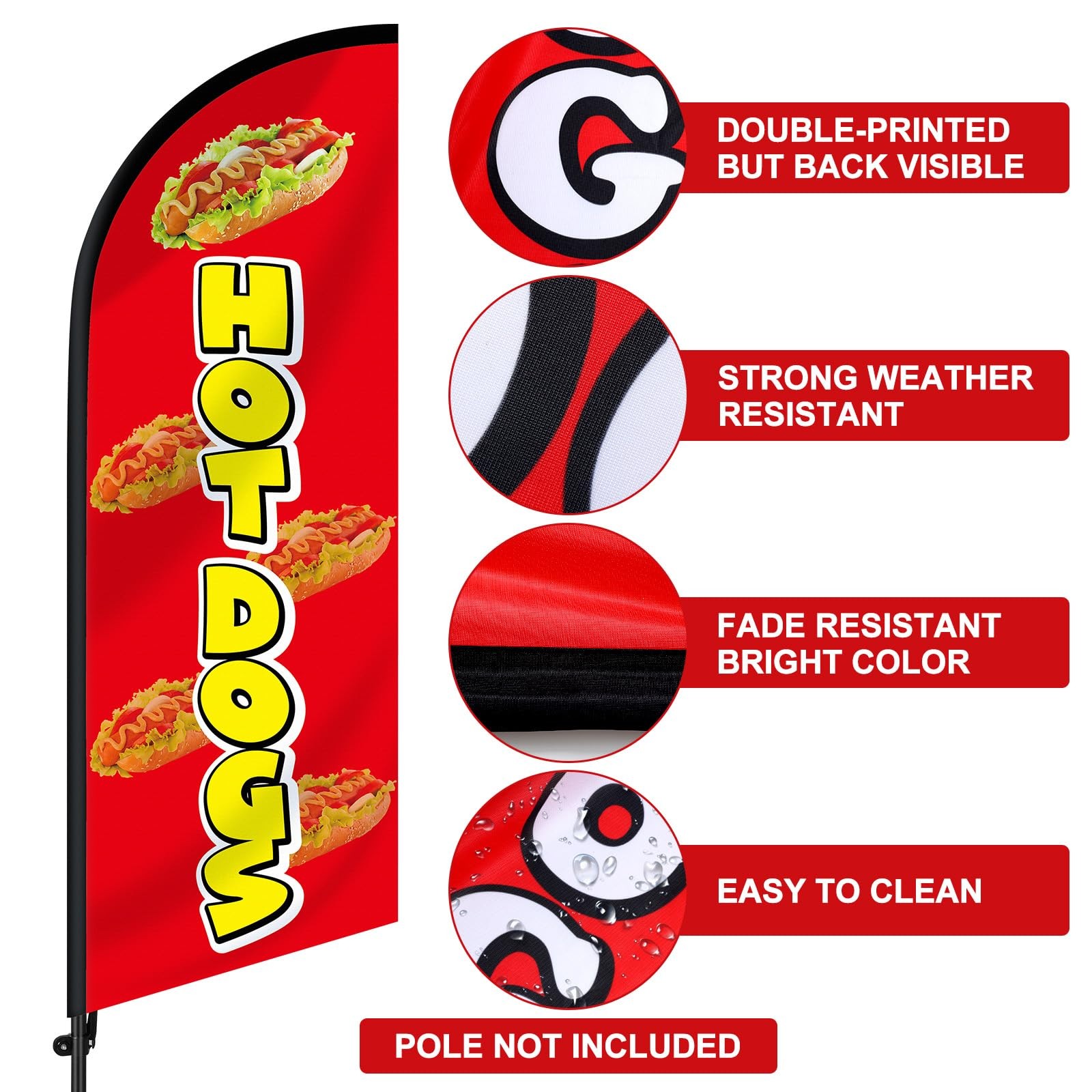 Hahafelt 2 Pcs Hot Dogs Flag Set 7 ft Swooper Advertising Feather Flag for Bu…