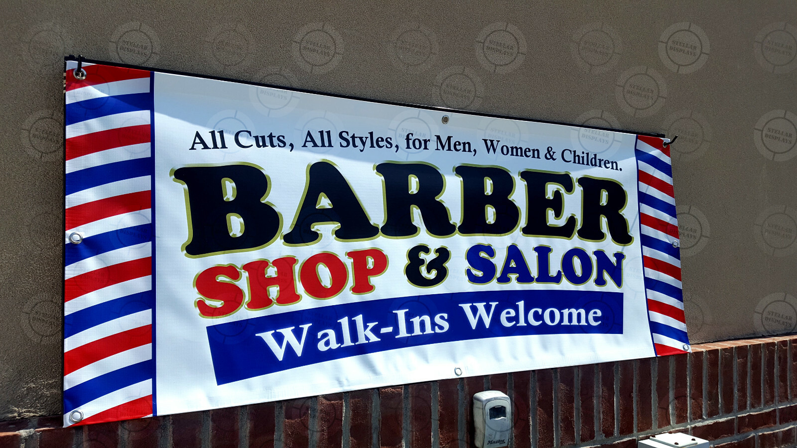 Barber Shop & Salon Banner Open Lounge Sign Beauty Display Haircuts Poster Pole