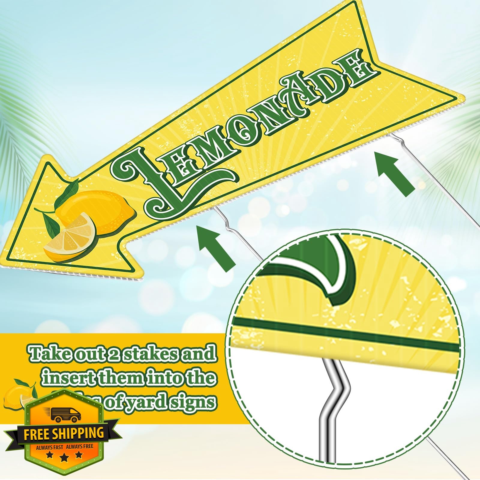 Hahafelt 3pc lemonade arrow sign + 1 flag kit
