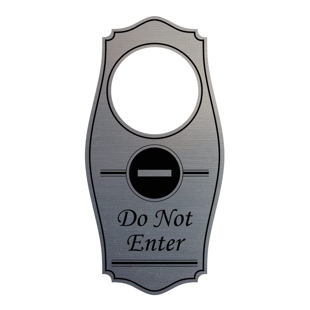 Do Not Enter Door Hanger Brushed Silver 4×8 Inch Privacy Sign Office Home