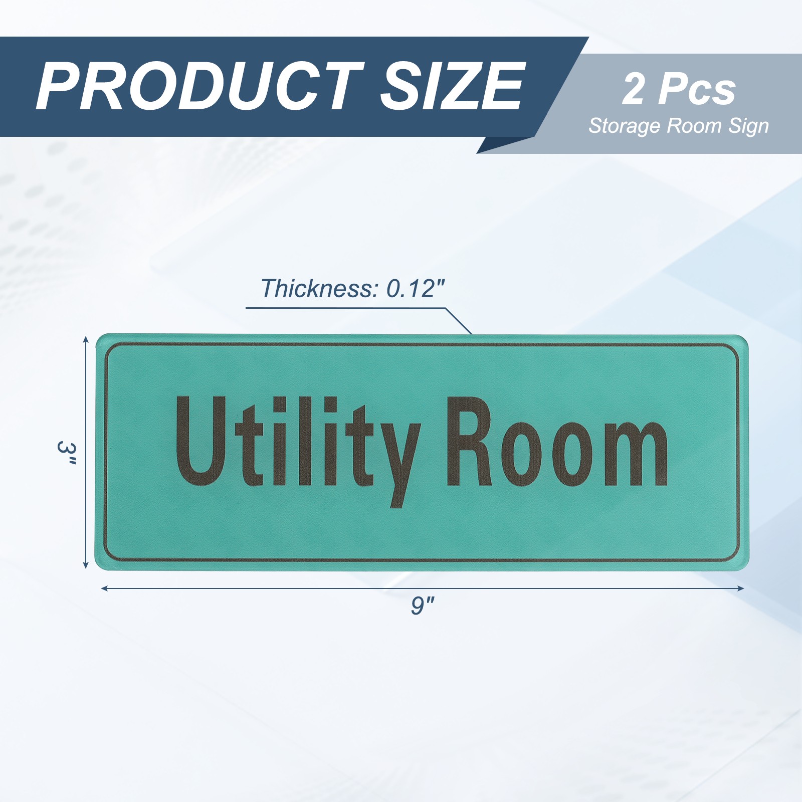 9&Prime;x3&Prime; Utility Room, 2Pcs Room Door Sign, Light Green with Charcoal Gray Text
