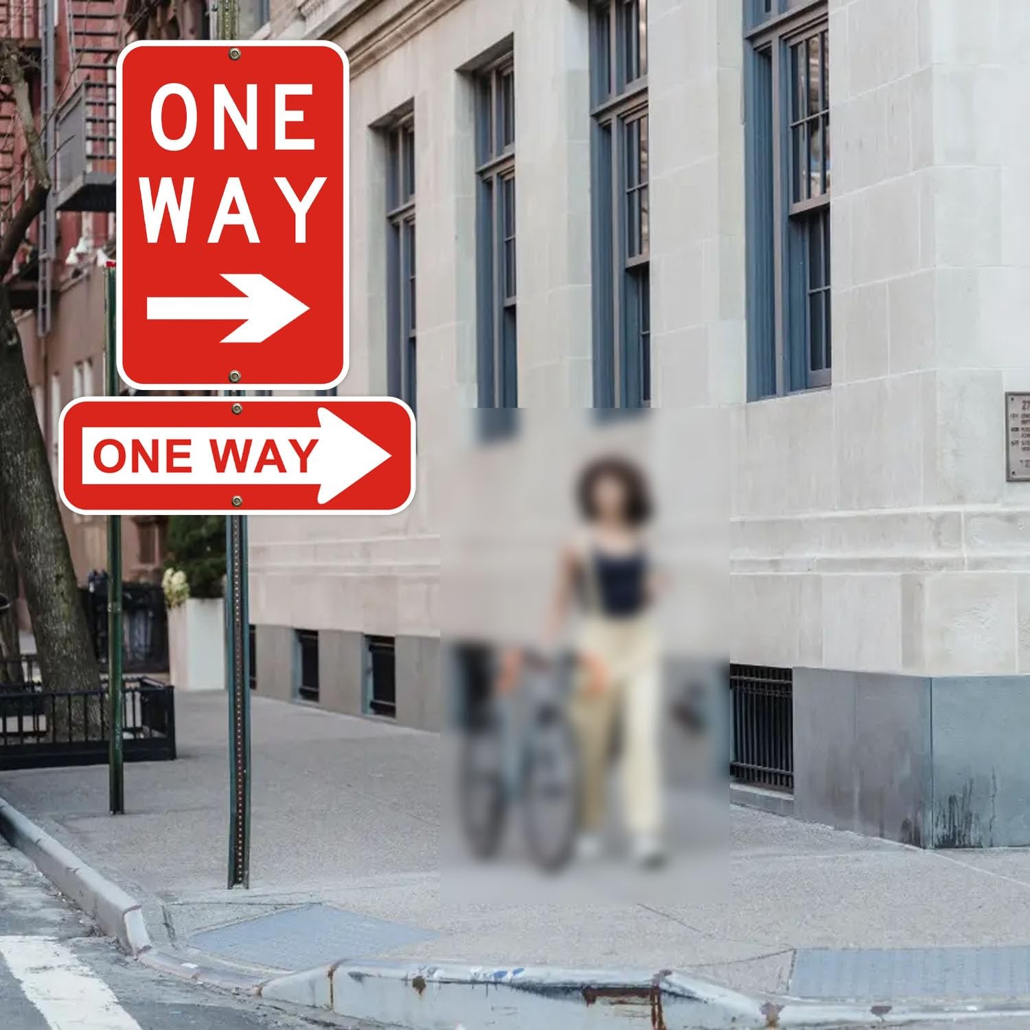 One Way Sign with Arrow, 18×6 Inches, Left and Right Direction, Red and White…