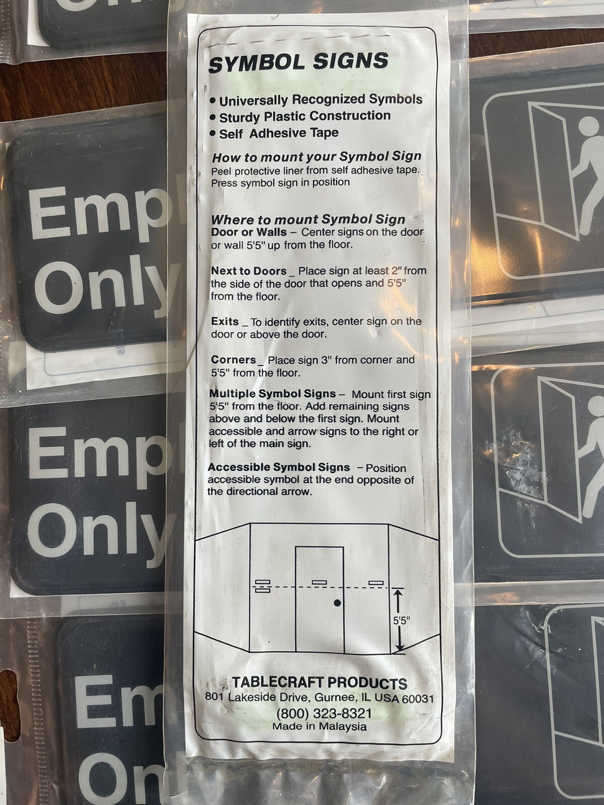 LOT of 7 ‘Employees Only’ Signs 3”x9” NOS Tablecraft Products (Malaysia)