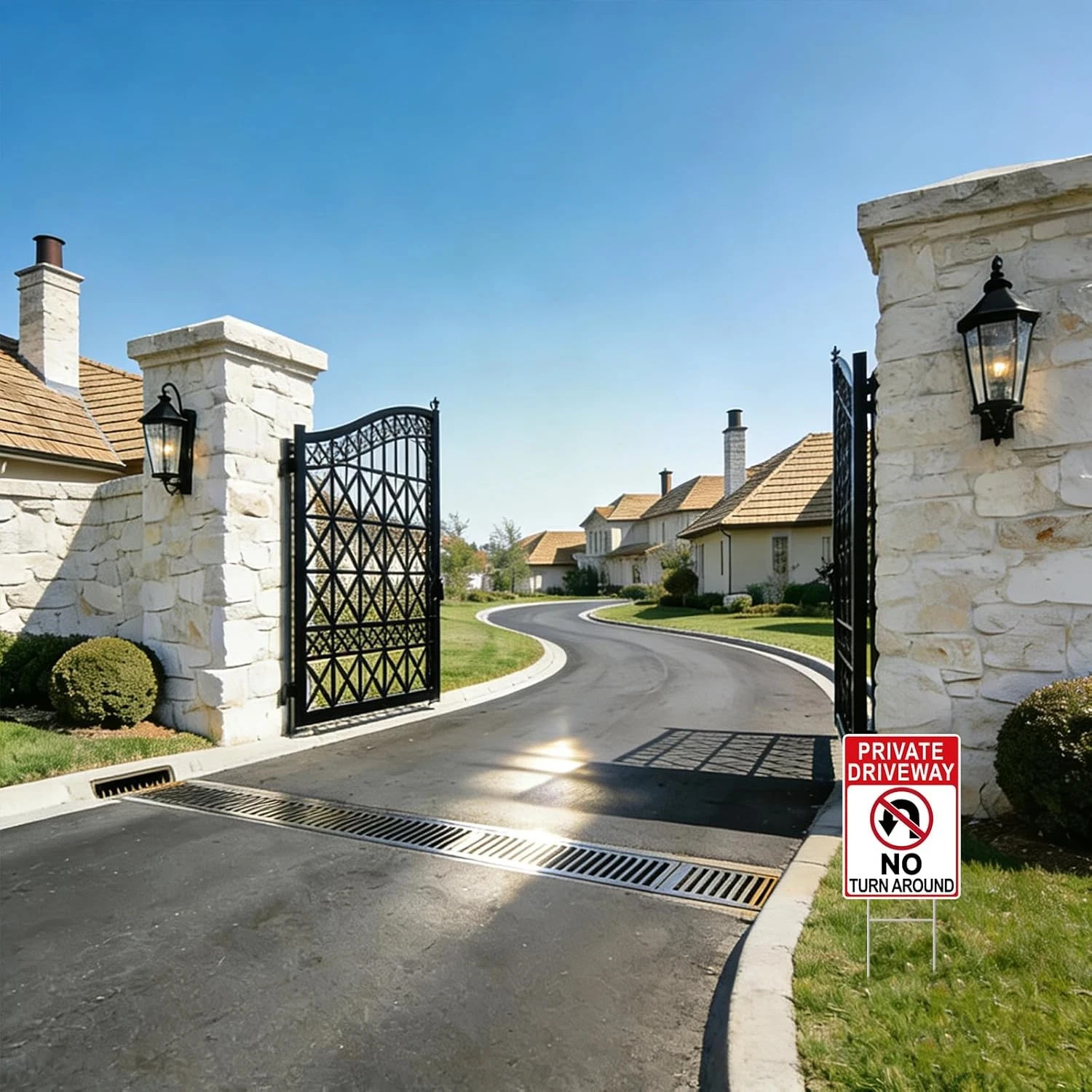 No Turn around Driveway Sign, 2 Pack Private Driveway Signs 14&Prime;X10&Prime; Double-Sided