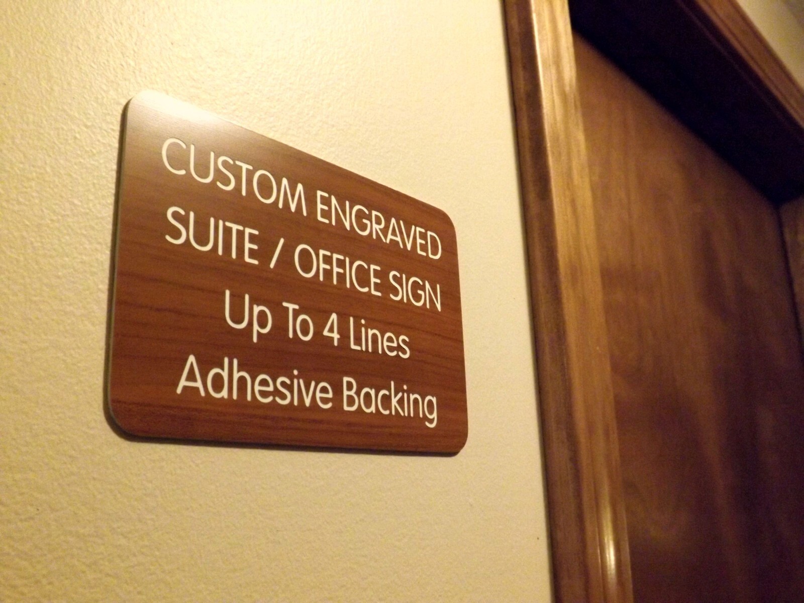 Custom Engraved Cherry Woodgrain 4×6 Office Suite Sign | Wall Door Suite Plaque