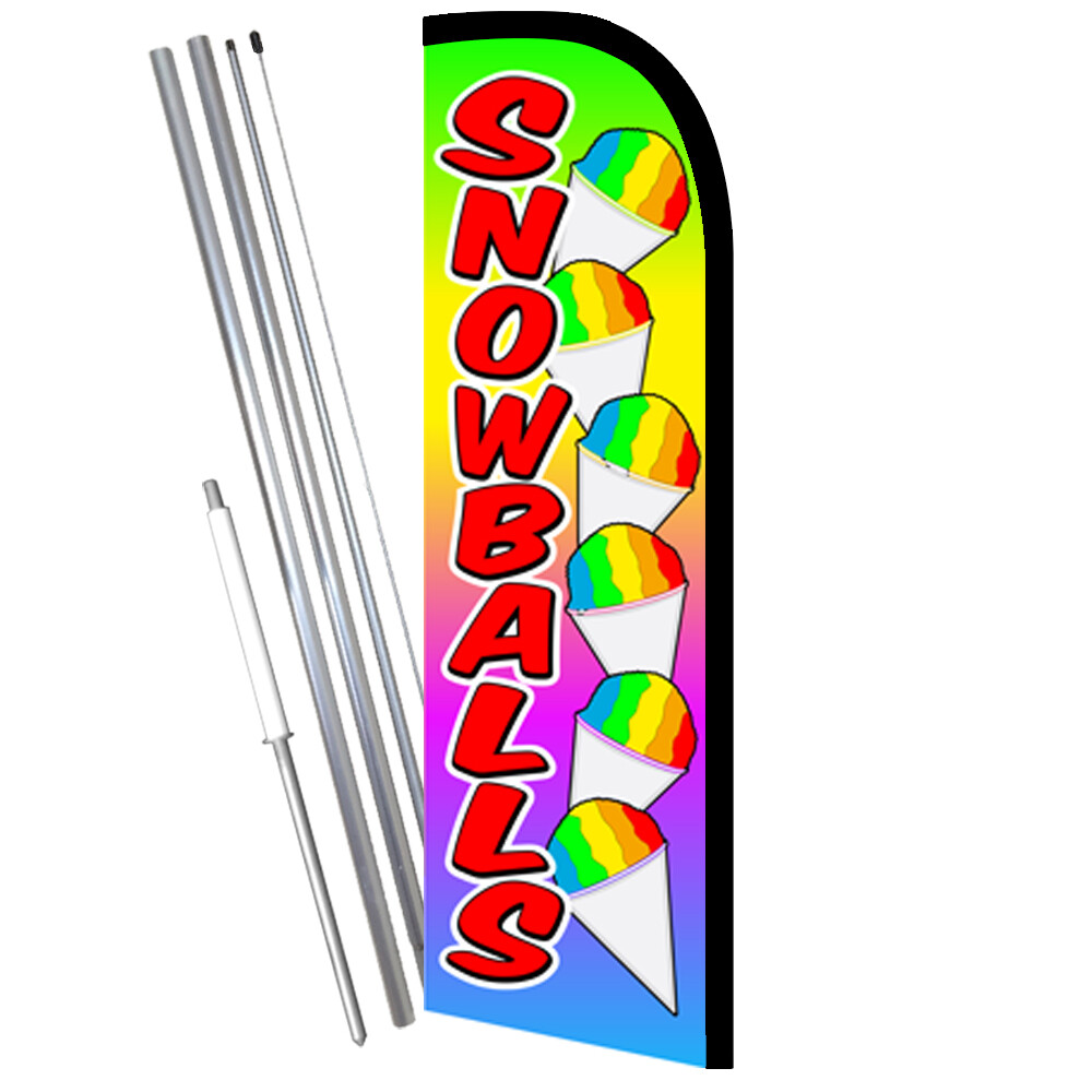 Snowballs Windless Feather Flag Bundle (Complete Kit) OR Optional Replacement Fl