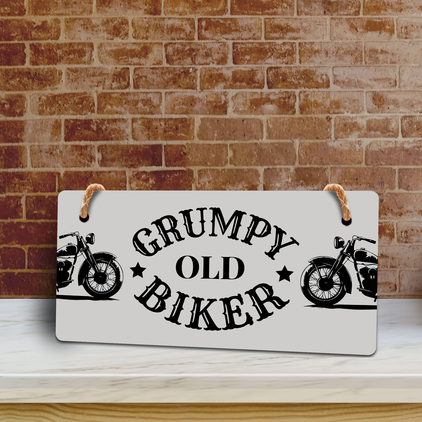 Grumpy Old Biker 5&Prime; x 10&Prime; Hanging Wall or Door Sign | Home Decor