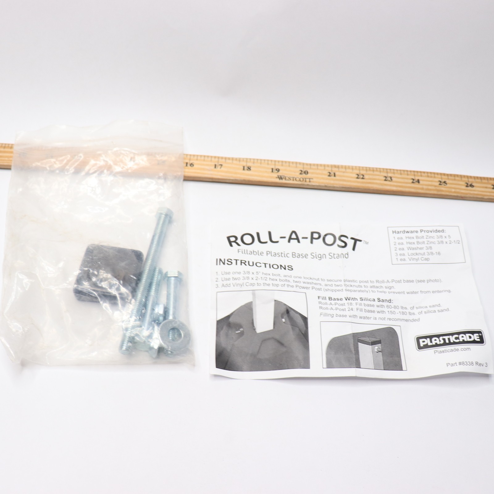Roll-A-Post Portable Sign Base 8338 Hardware Pack Only