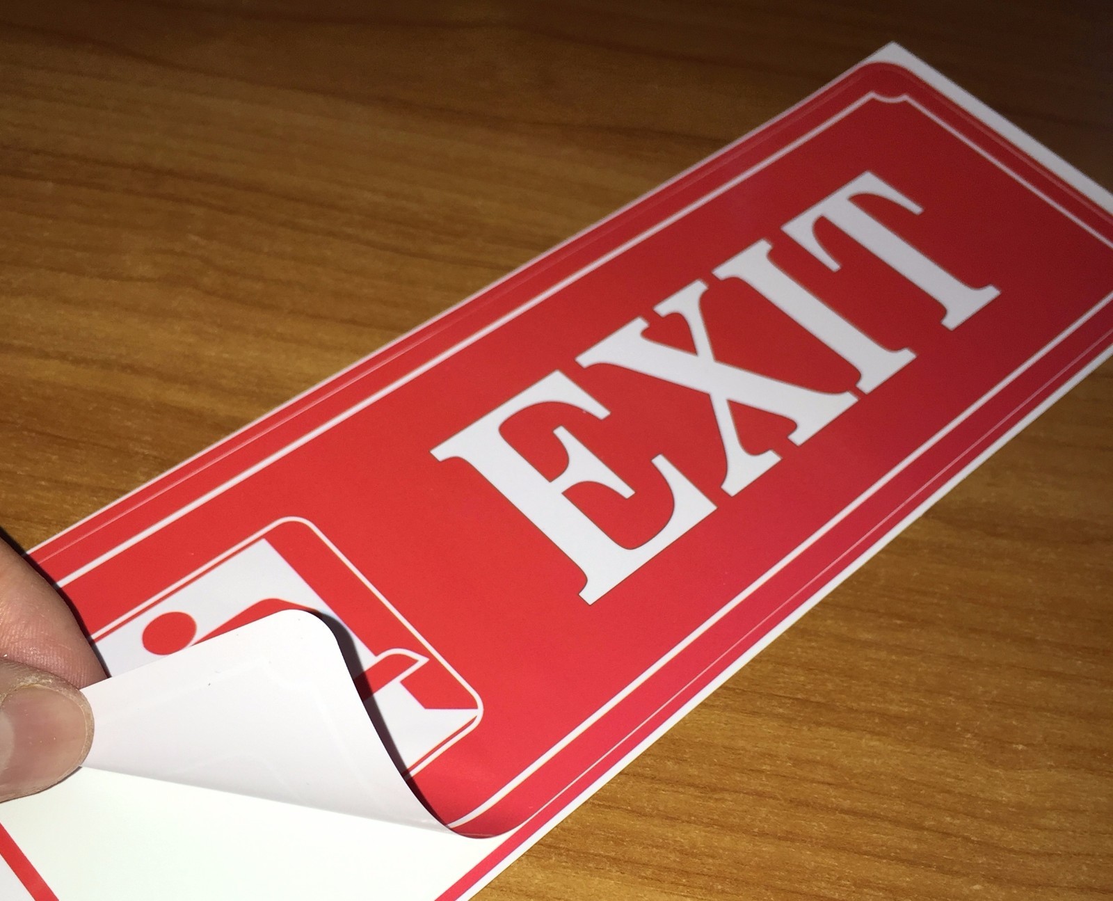 (2 Pack) 9&Prime; X 3&Prime; EXIT Red Door Sign Back Self Adhesive Vinyl Label Decal Sticker