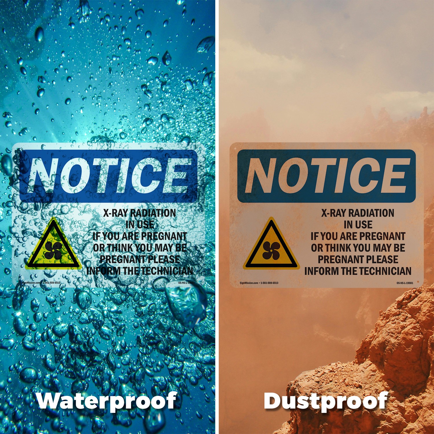 X-Ray Radiation In Use If You OSHA Notice Sign Metal Plastic, Decal 5 or 10 Pack