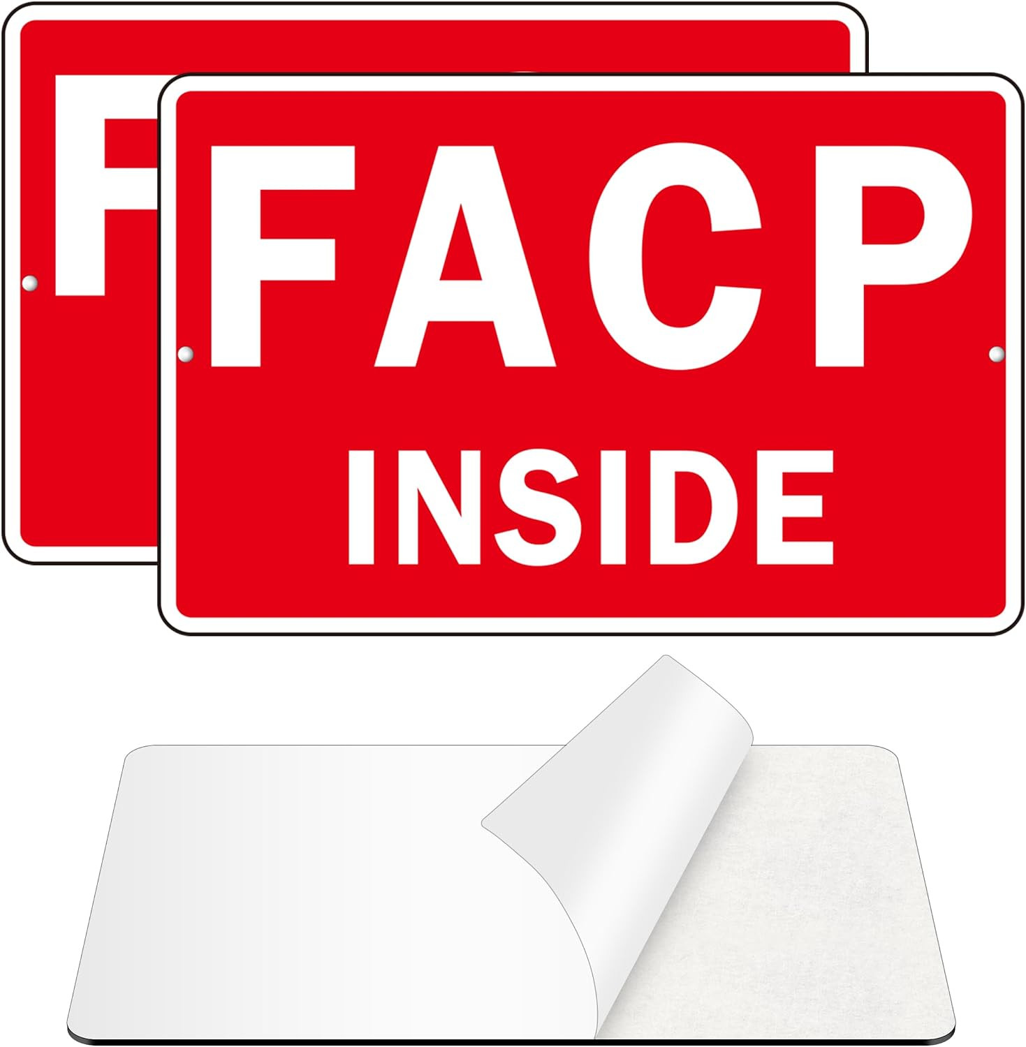 FACP Sign, (2 Pack) Self Adhesive FACP inside Signs, Rust Free and Reflective Al