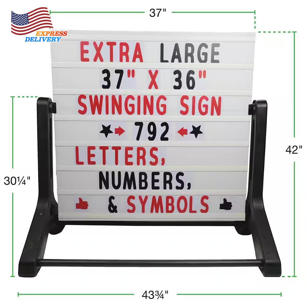 Excello 37 In. X 36 In. Swinging Message Board Sign Black