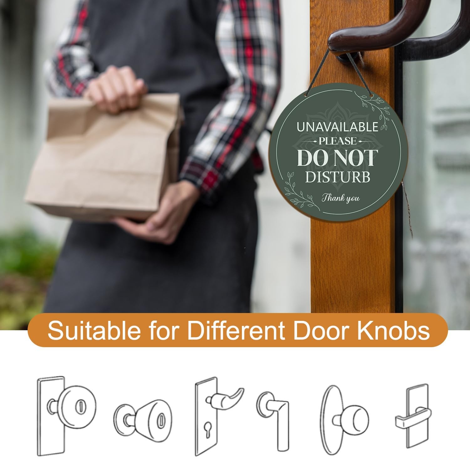 Green Double Sided Do Not Disturb Available Please Knock Door Hanger Sign