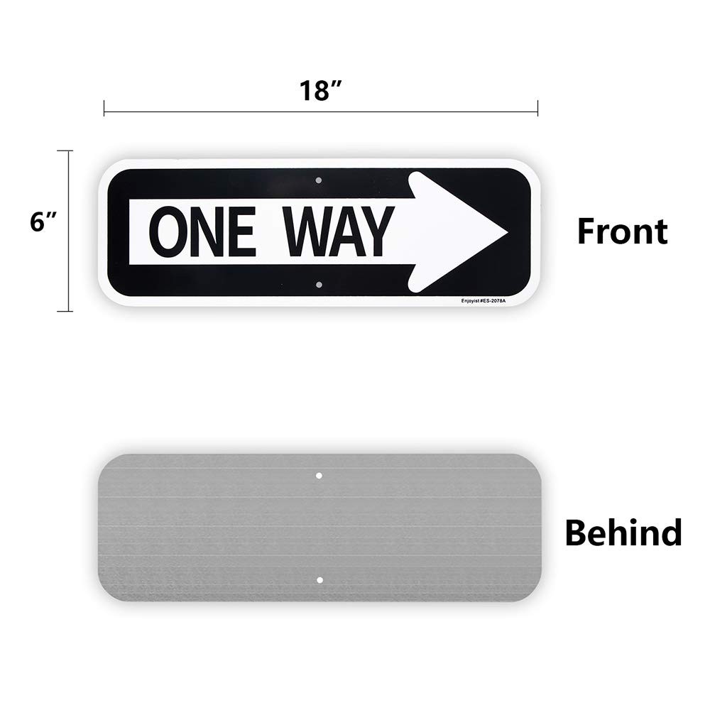 2-Pack Large One Way with Right Arrow Sign 18&Prime;x 6&Prime; .04&Prime; Aluminum Reflective S…