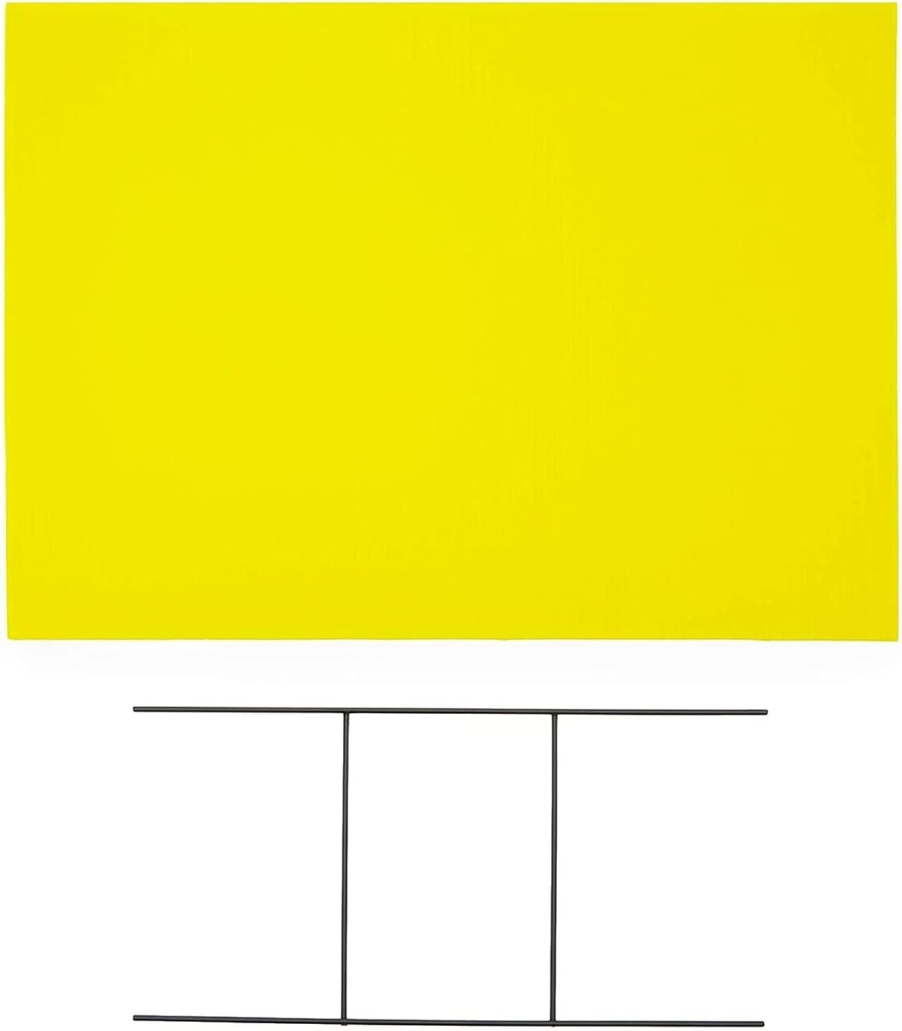 6 Pack Blank Corrugated Plastic Yard Signs w/Stakes 12 Piece Set, Yellow