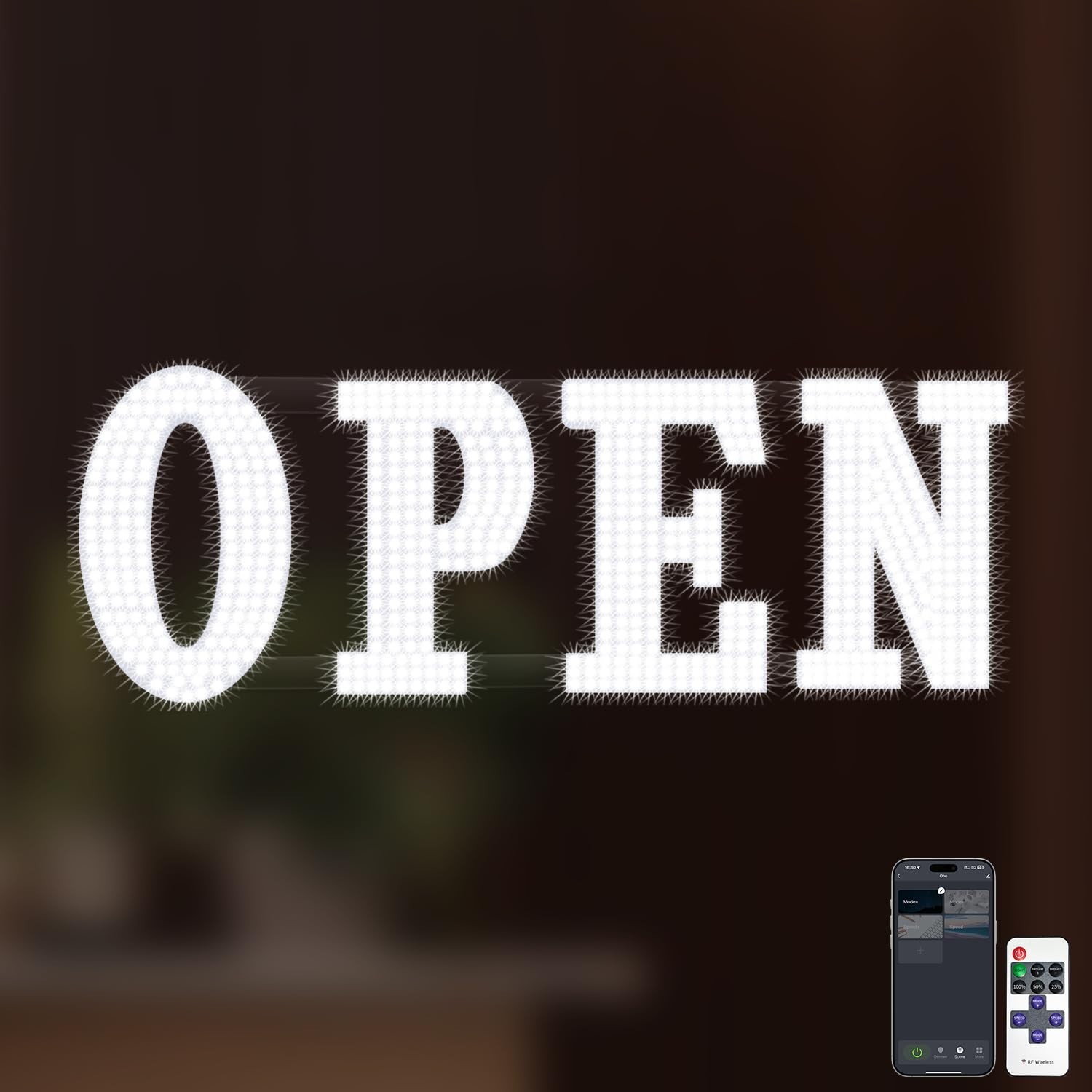 Jumbo 40&Prime;x14&Prime; LED Open Sign with Timer & Remote – Dynamic Light Modes for Storef