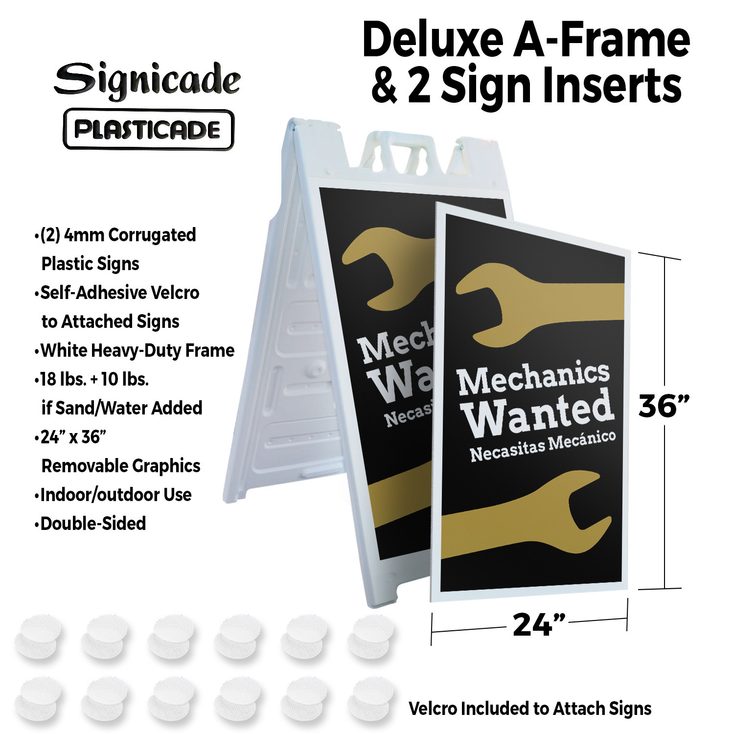 Mechanics Wanted English Spanish Heavy Duty A-Frame Sidewalk Sign Bilingual Job