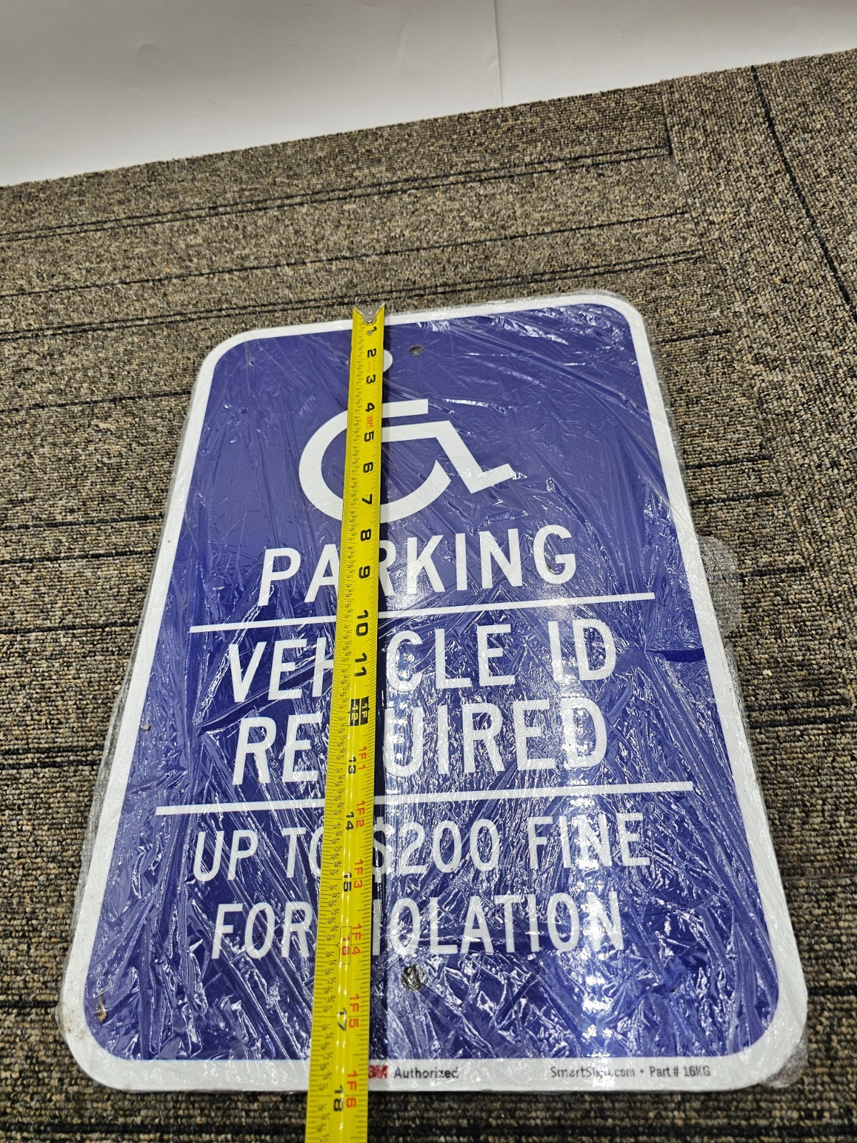 SmartSign 16KG Handicapped Parking Vehicle ID Required Up to $200 Fine