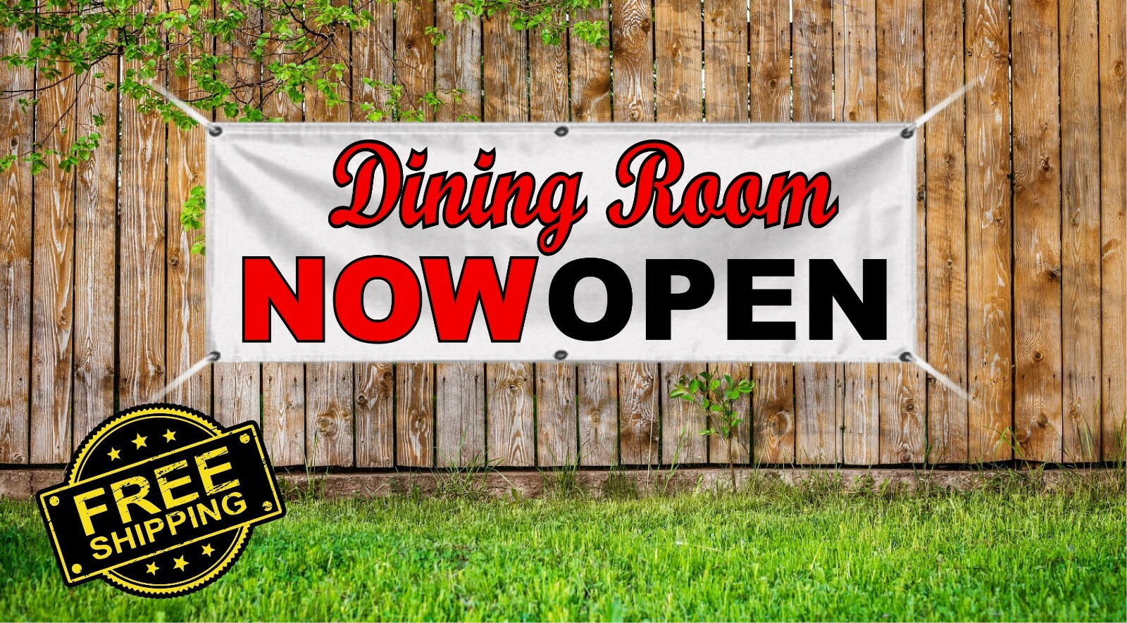 Dining Room NOW OPEN – Advertising Vinyl Banner Flag Sign printed in the USA