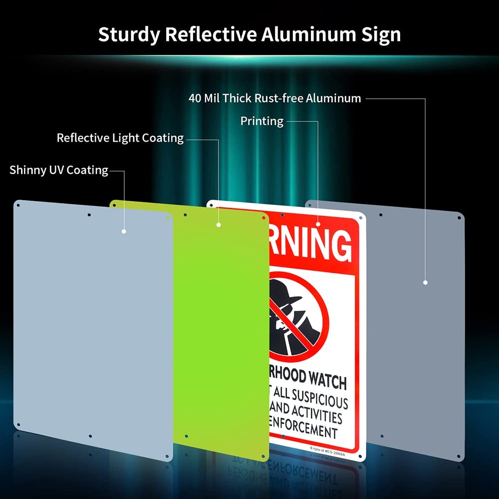 2-Pack Neighborhood Watch Sign，12&Prime;X 8&Prime; .04&Prime; Aluminum Reflective Sign Rust Free A
