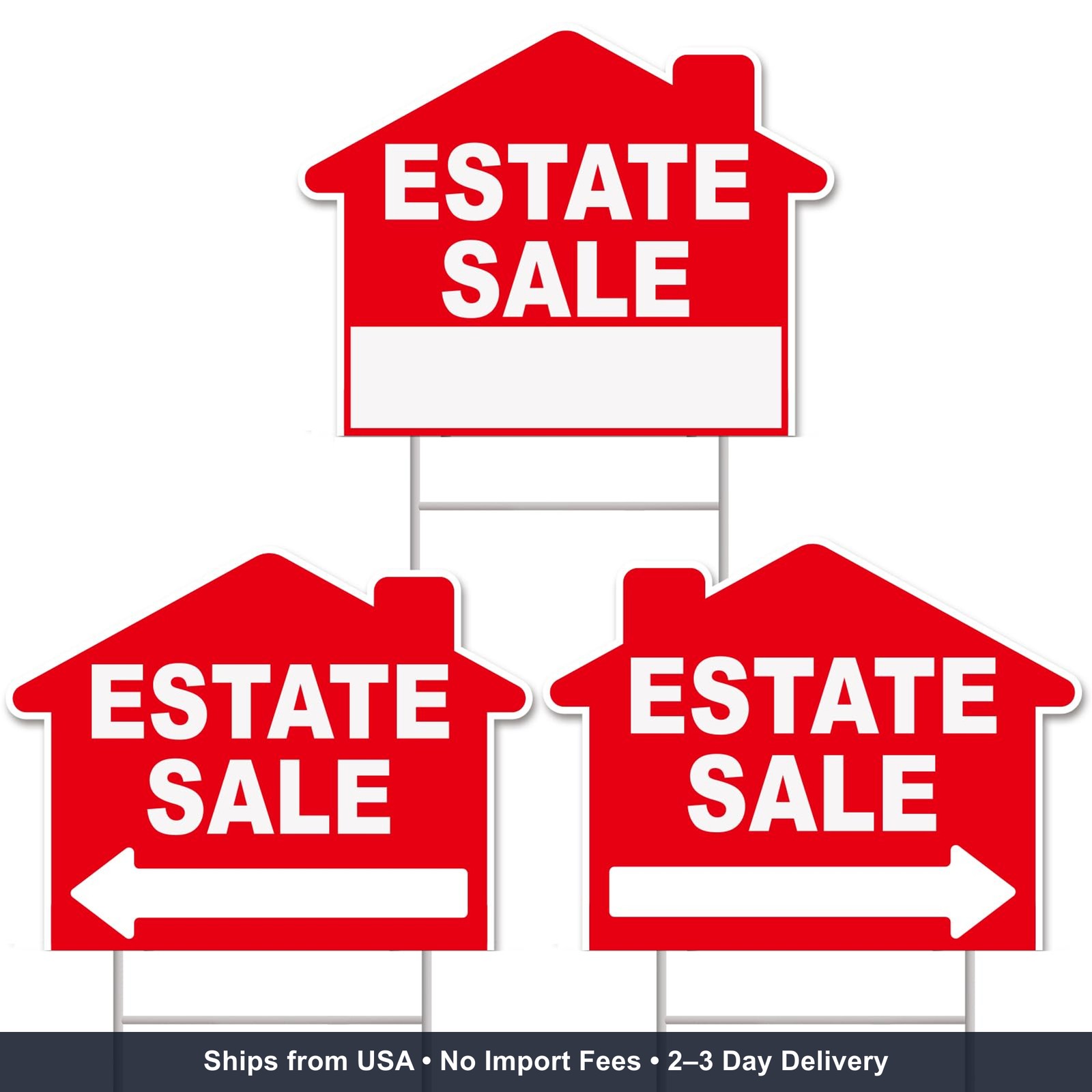 Estate Sale Signs, 3-Pack 17&Prime;x13&Prime; Double-Sided Signs, Corrugated Plastic, H-Meta