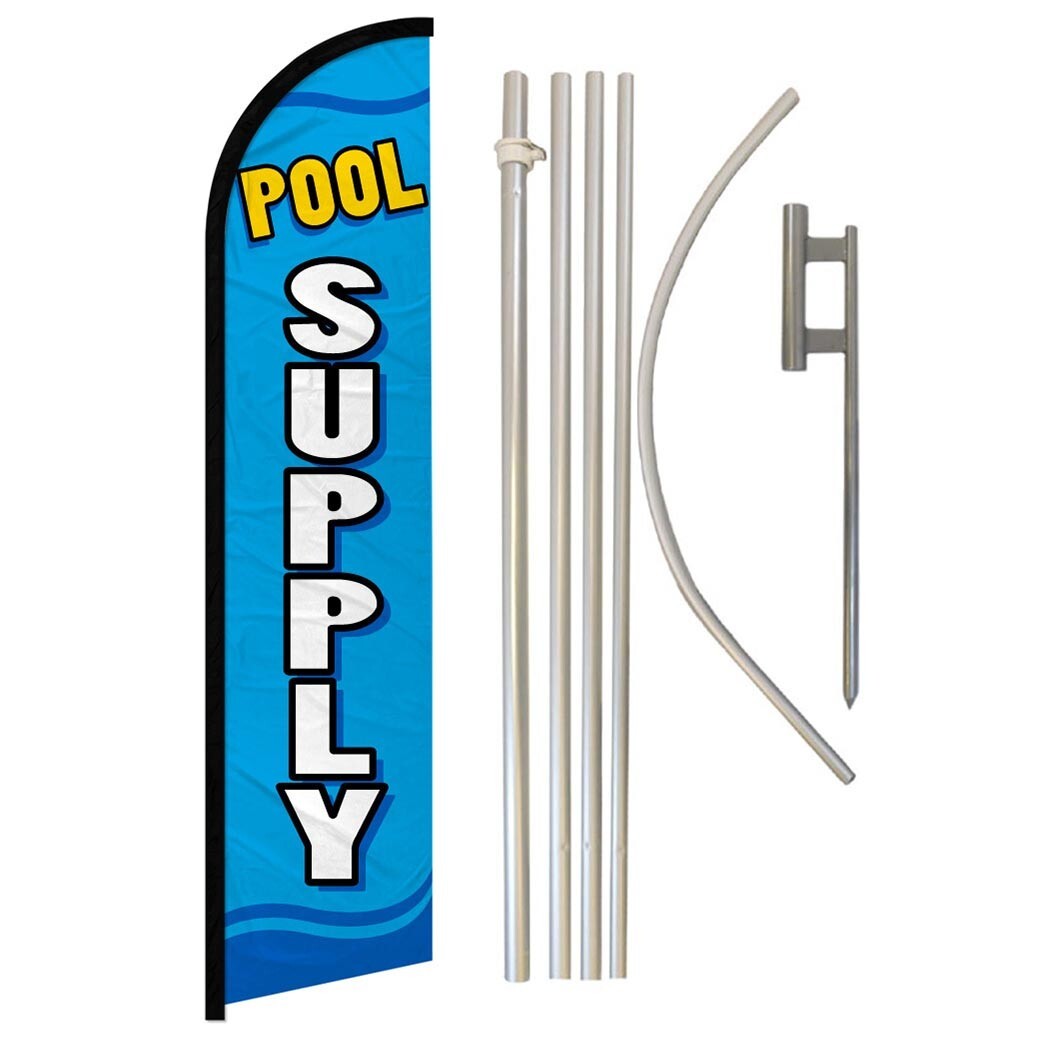 Pool Supply Full Curve Windless Swooper Flag Pole Kit Pool Tools
