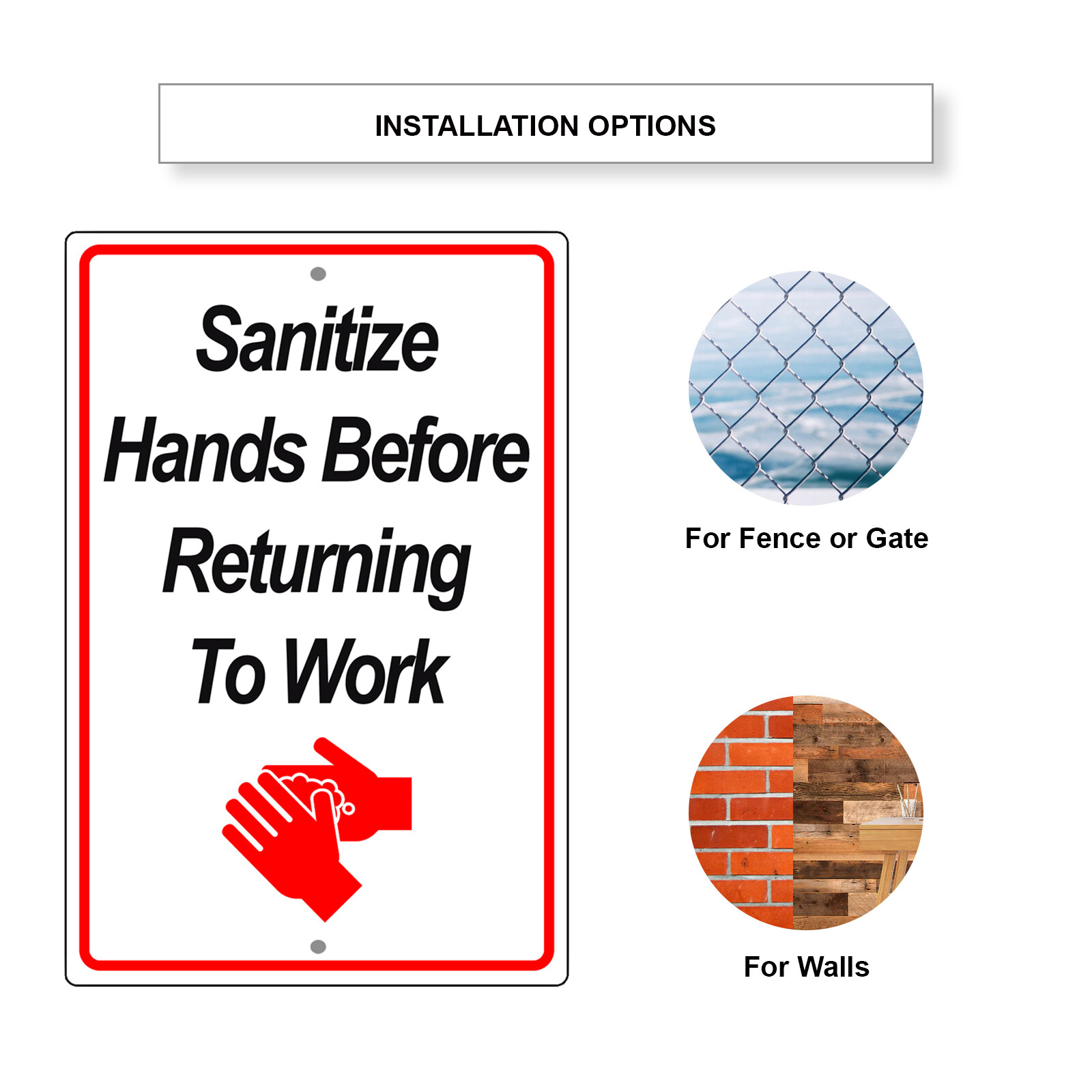 Please Wash Or Sanitize Hands Before Returning To Work Aluminum Metal Sign
