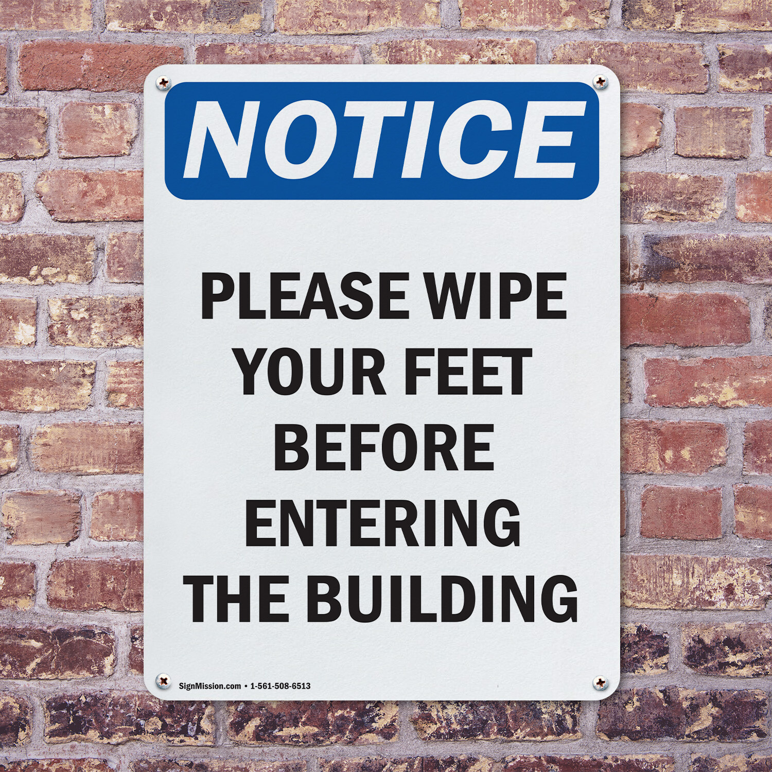 (2 Pack) Please Wipe Your Feet Before Entering OSHA Notice Sign Decal Metal