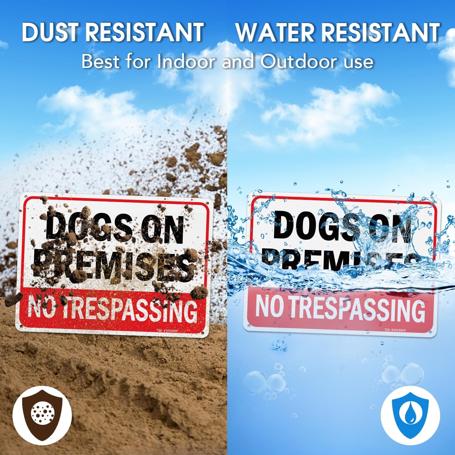 Dogs On Premises No Trespassing Sign – 2 Pack – 10 x 7 Inches Rust .040 Alumi…