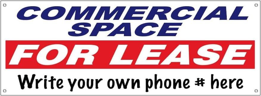 18×48 COMMERCIAL SPACE FOR LEASE Vinyl Banner Sign with Grommets wrb