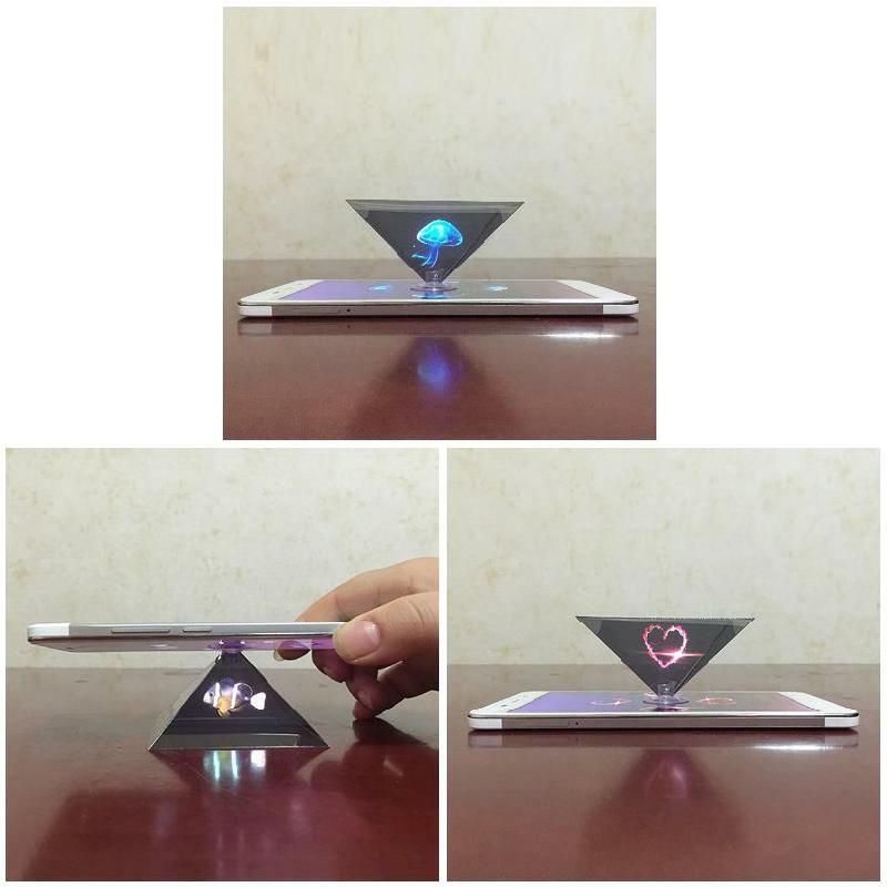 3D Hologram Pyramid Display Projector Video Stand Universal For Smart Mobile Pho