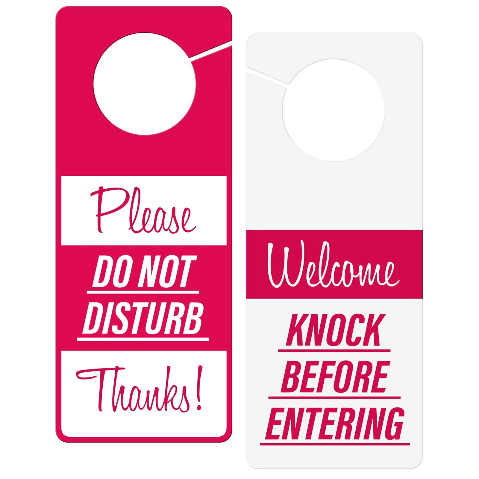 Do Not Disturb Door Hanger Sign 2 Pack Meeting In Progress Red White 9.5×3.8