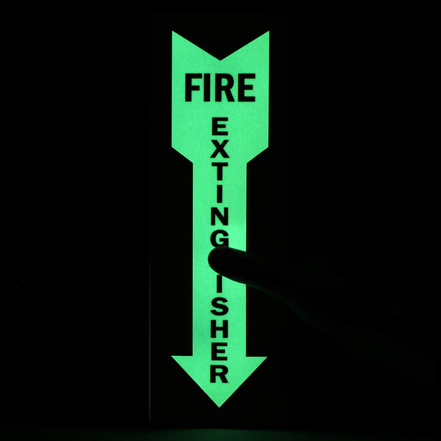 1PC 4&Prime; x 12&Prime; Fire Extinguisher Label Glow-in-the-Dark Laminated Vinyl