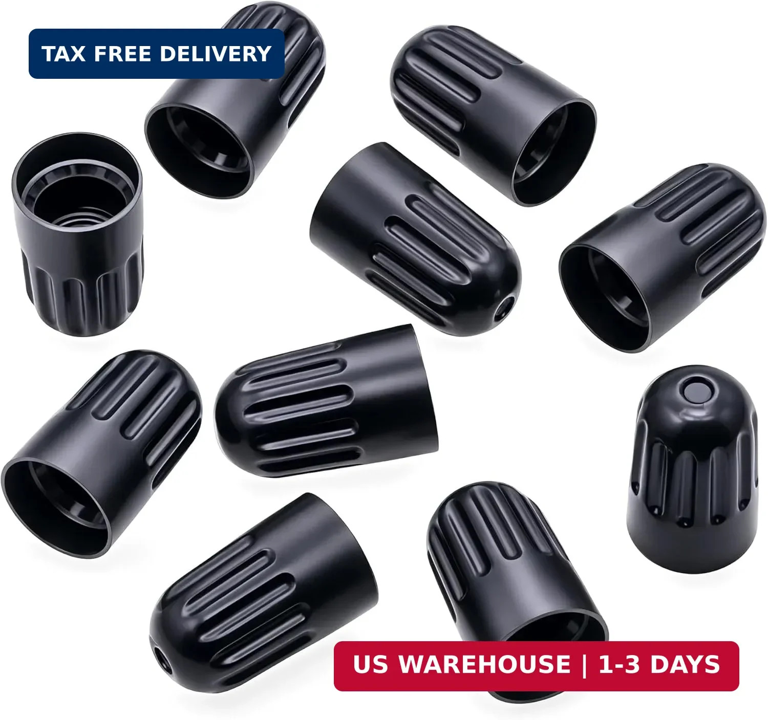 10PCS TPMS Tire Valve Long Stem Caps, Black Plastic Wheel Tire Valve Stem
