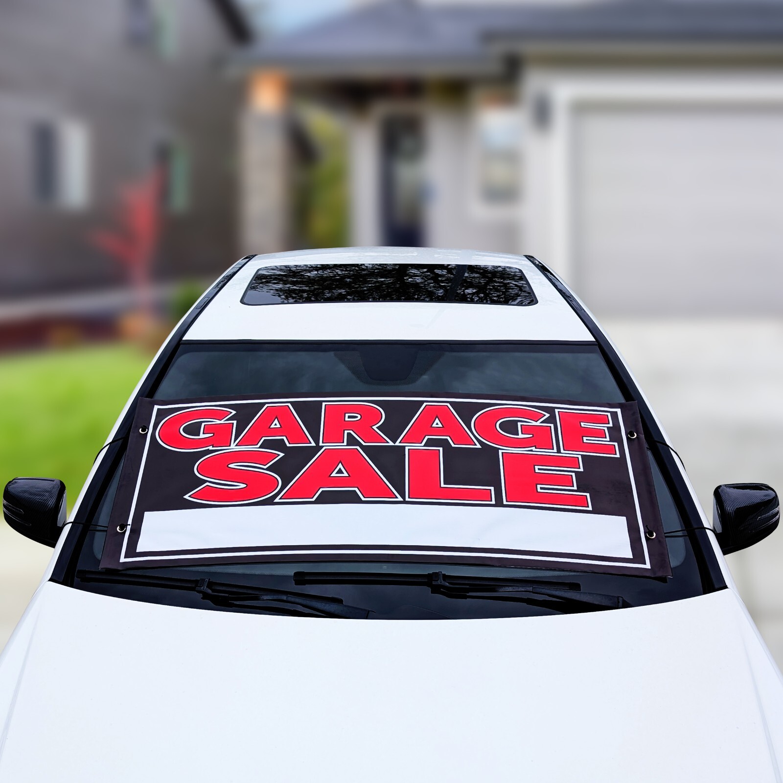 Garage Sale Banner Sign for Cars – Weatherproof 2ft x 4ft Vinyl – Yard Sale