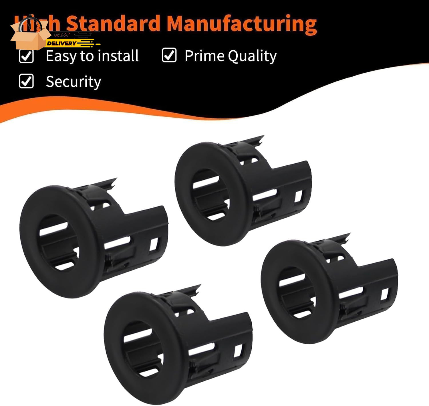4X Parking Assist Sensor Mount Bracket Bezels Compatible with 2014-2018 Ram 150