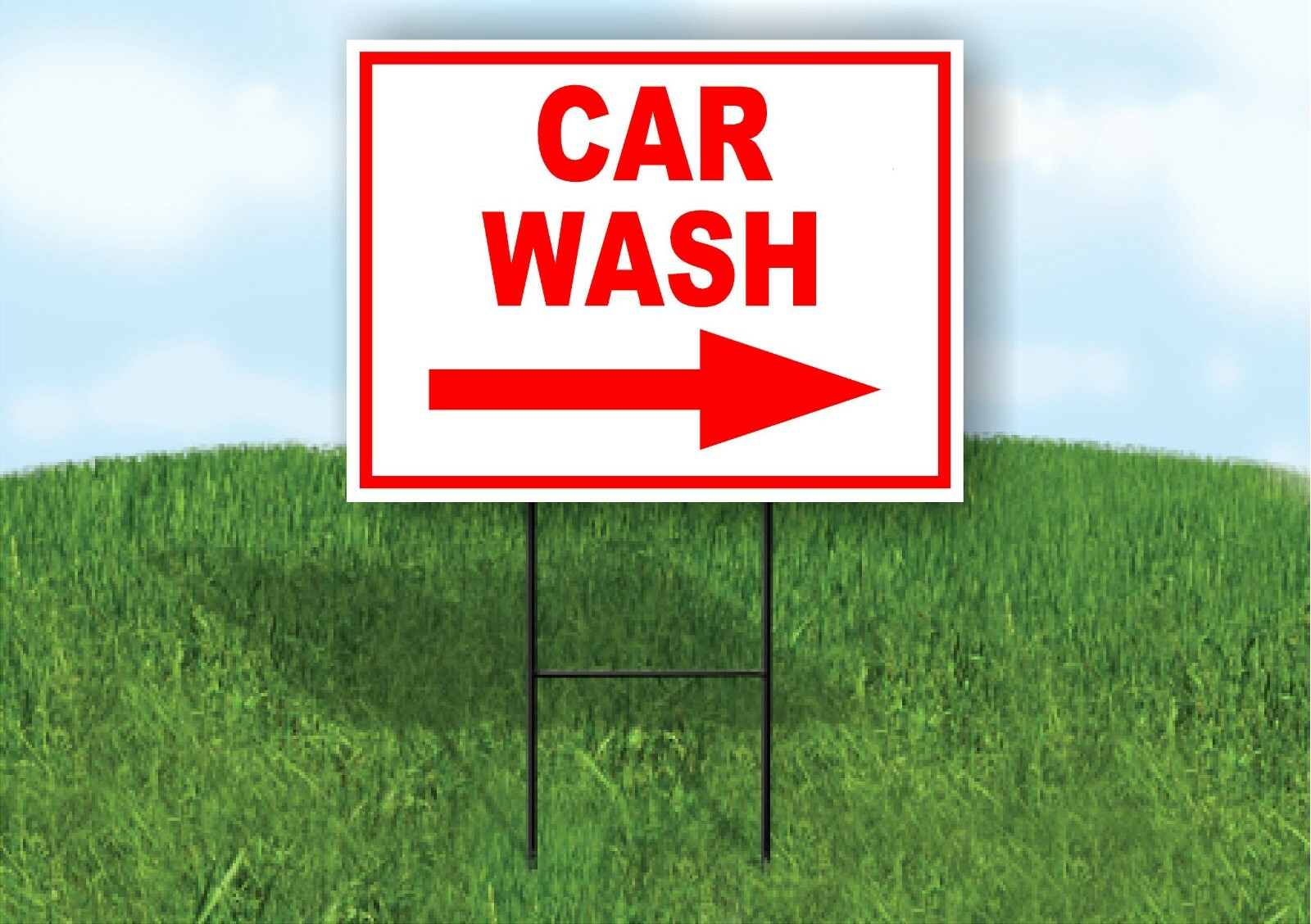 CAR WASH RIGHT arrow red Yard Sign Road with Stand LAWN SIGN Single sided