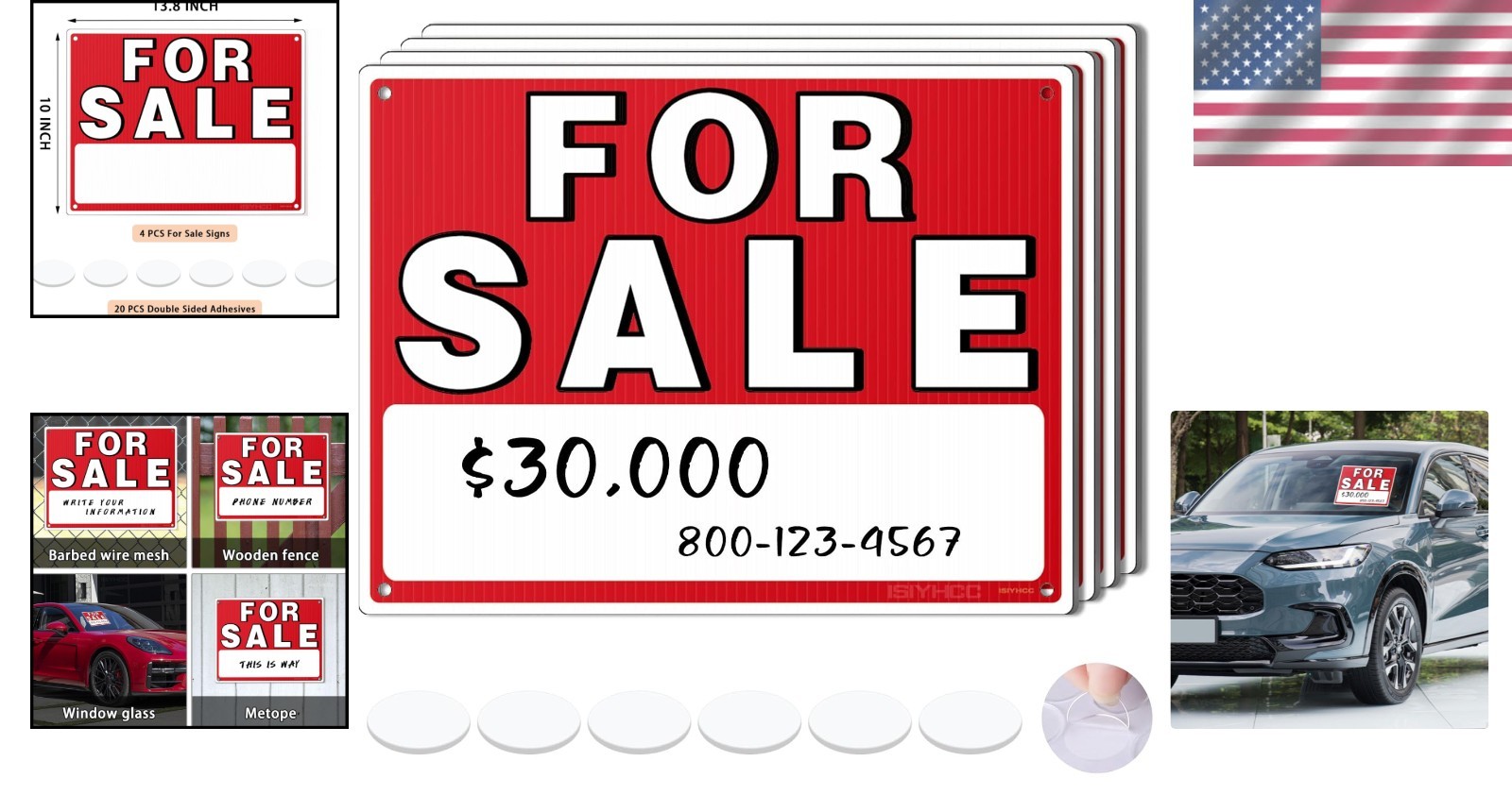 Instantly Attract Buyers! 4-Pack 14&Prime;x10&Prime; Car For Sale Signs – Weather Resistant
